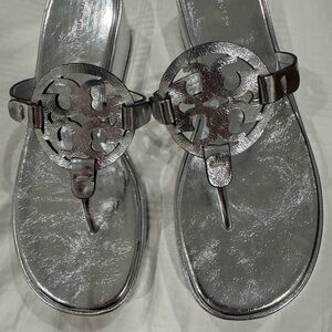 Tory Burch Silver Medallion Sandals